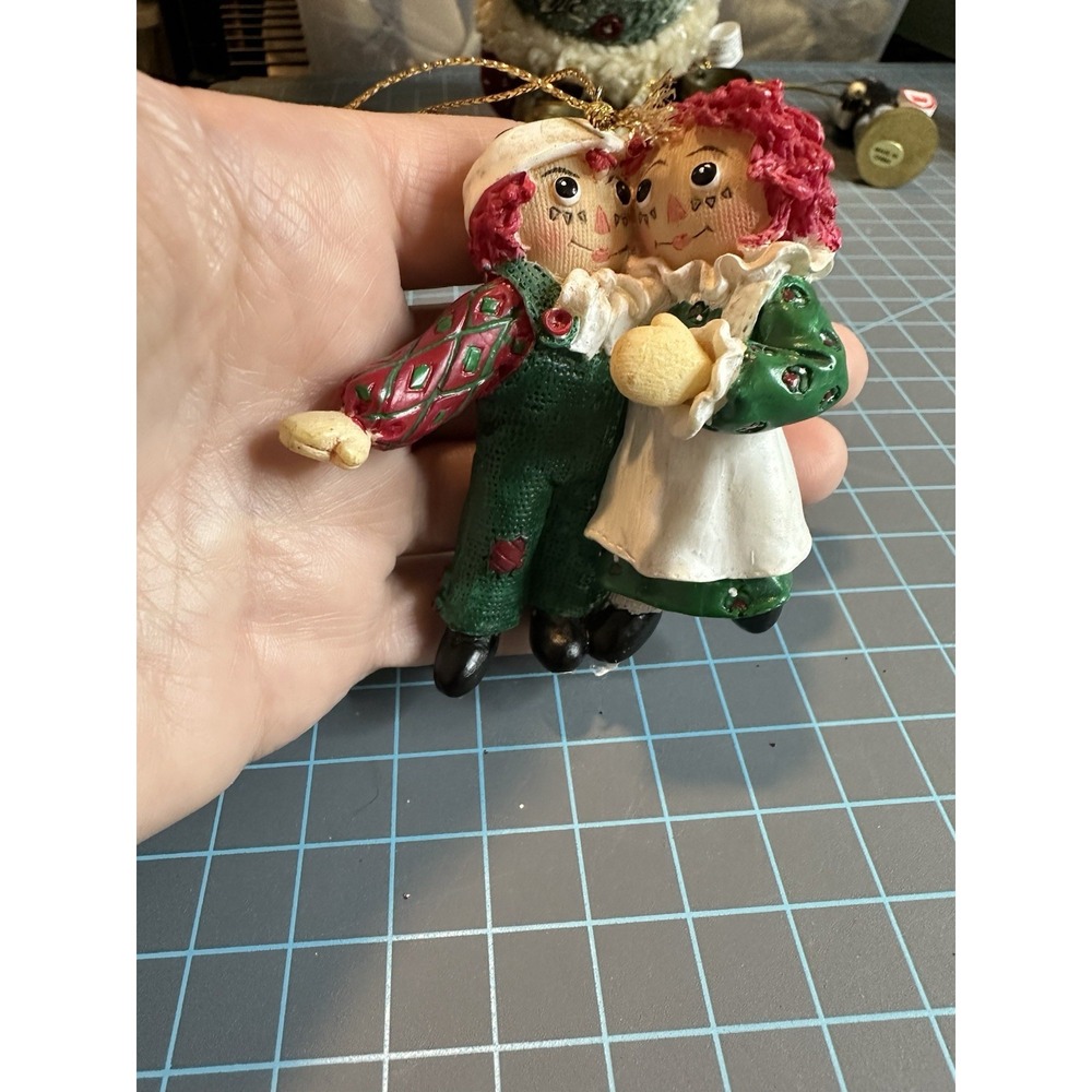 Vintage Raggedy Ann and Andy Resin Christmas Ornament 1998 Simon & Schuster